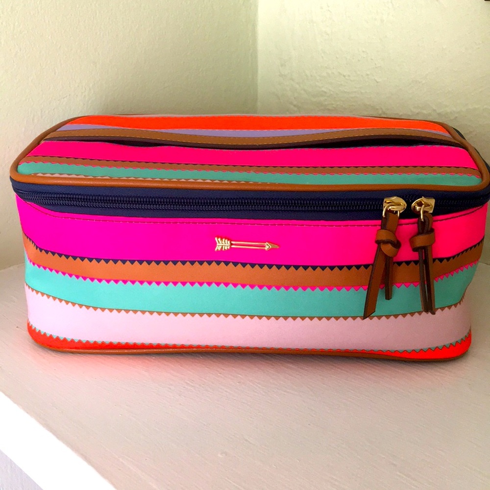 NWOT Colorful Striped Women's Cosmetics Bag Your Adventure Awaits